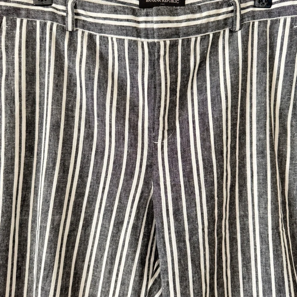NWOT Banana Republic Avery Striped Linen Blend Tailored Ankle Pant Petite Sz 12